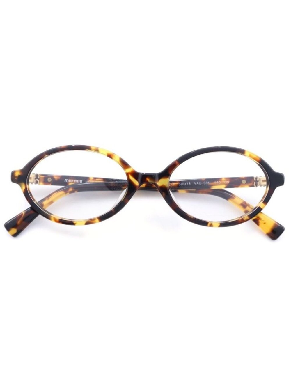Miu Miu Blue Light Block Oval Shape Side Logo Regard Sunglasses Honey Brown